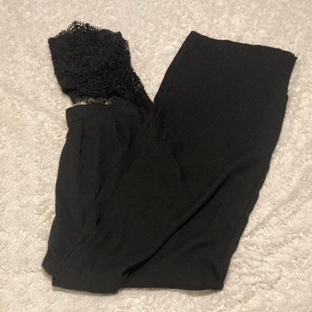 Black Lace Strapless Jumpsuit - Picture 3 of 5